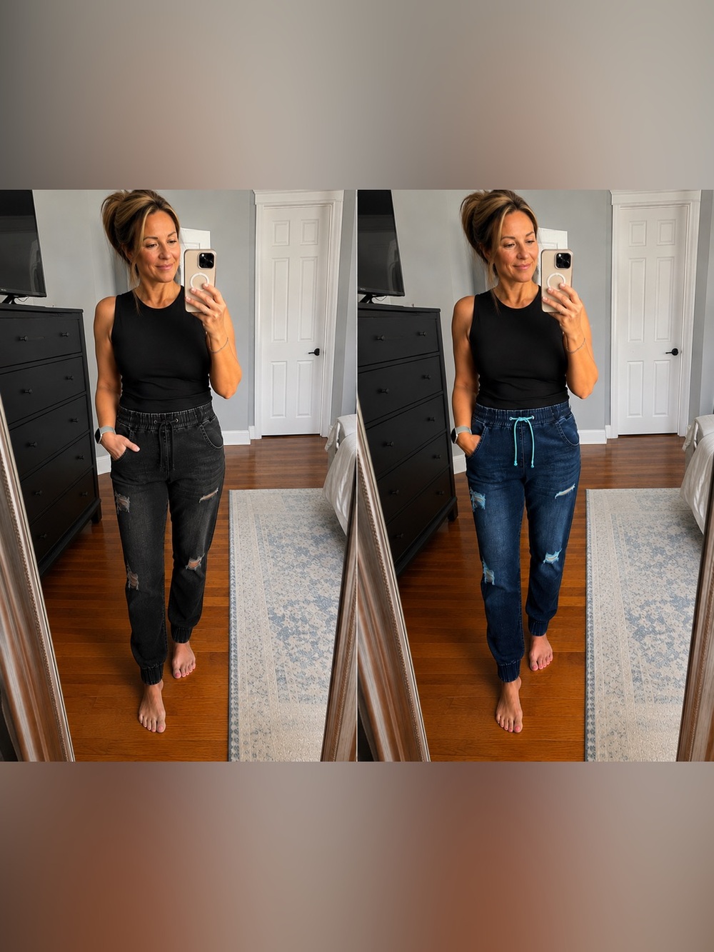 Amazon Women's Boyfriend Jogger Jeans - Black & Dark Blue